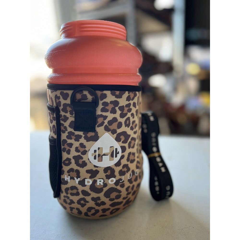 HydroJug Bundle 73oz Water Hydration Jug with Leopard Sleeve Blush Pink No lid